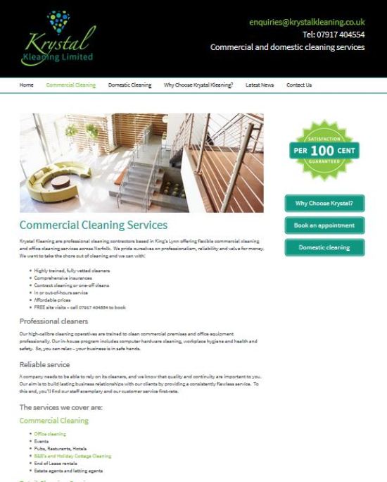 Krystal Kleaning Website - SEO project by Ignyte Digital,
Saffron Walden Essex